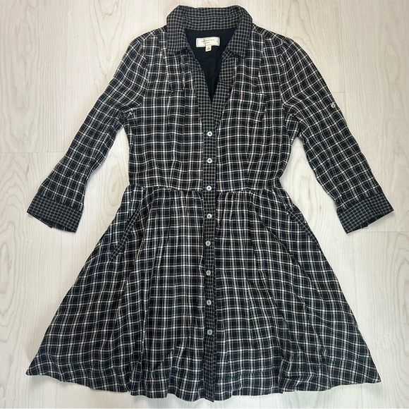 Moulinette Soeurs Anthropologie 100% Cotton Plaid Mini Dress Whimsy Goth Size 6 - Picture 2 of 9